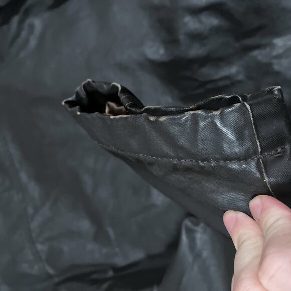 Nudie Jeans Co. Waxed Cotton Resin Hooded Parka Jacket Quilted Lining Sz Medium - Picture 10 of 10